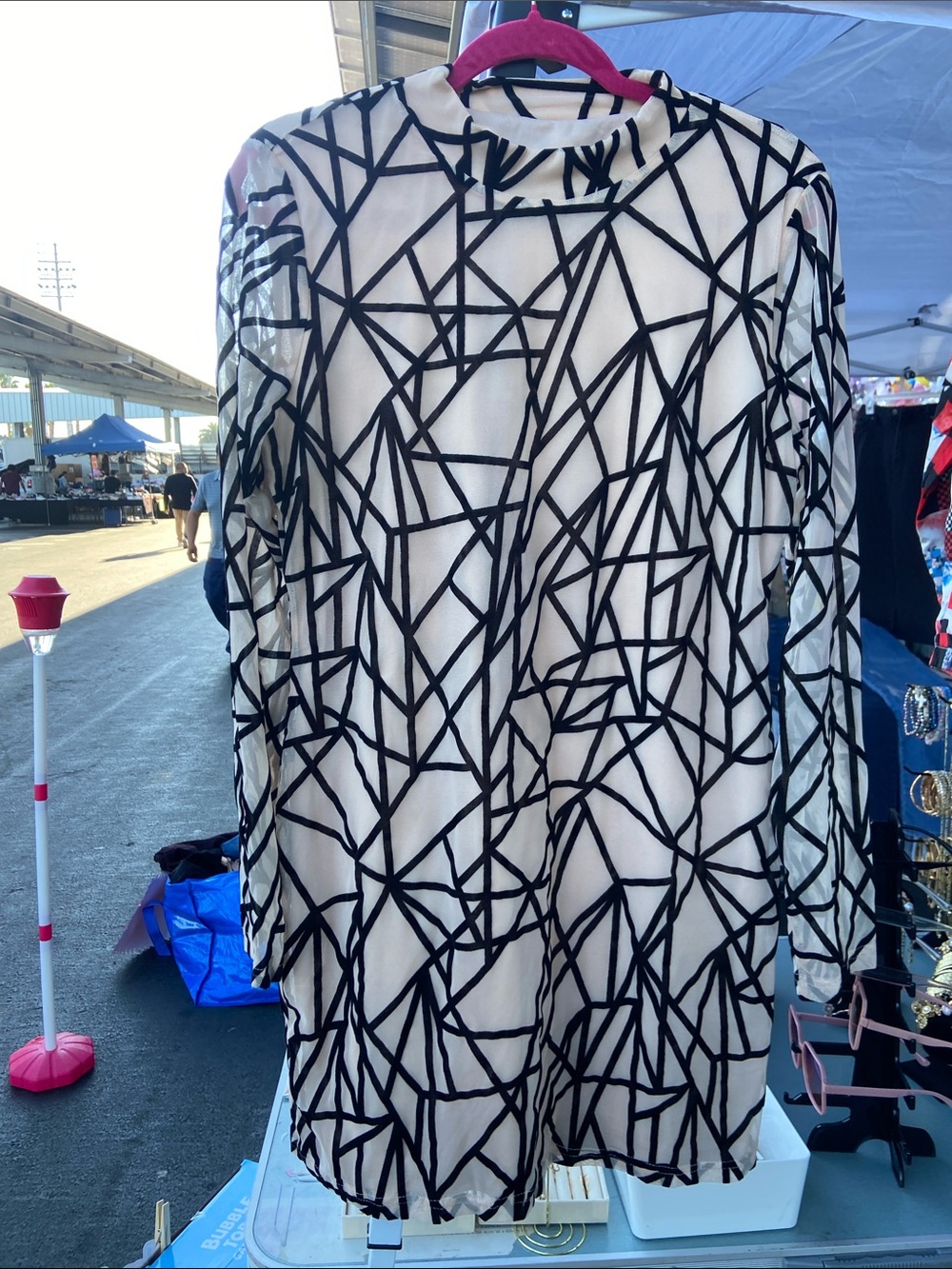 SHEIN Black & White Geometric Long Sleeve Jacket